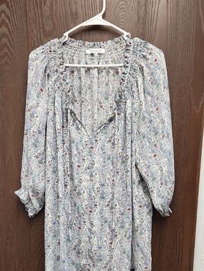 Rose & Olive Light Blue Floral Smocked Top